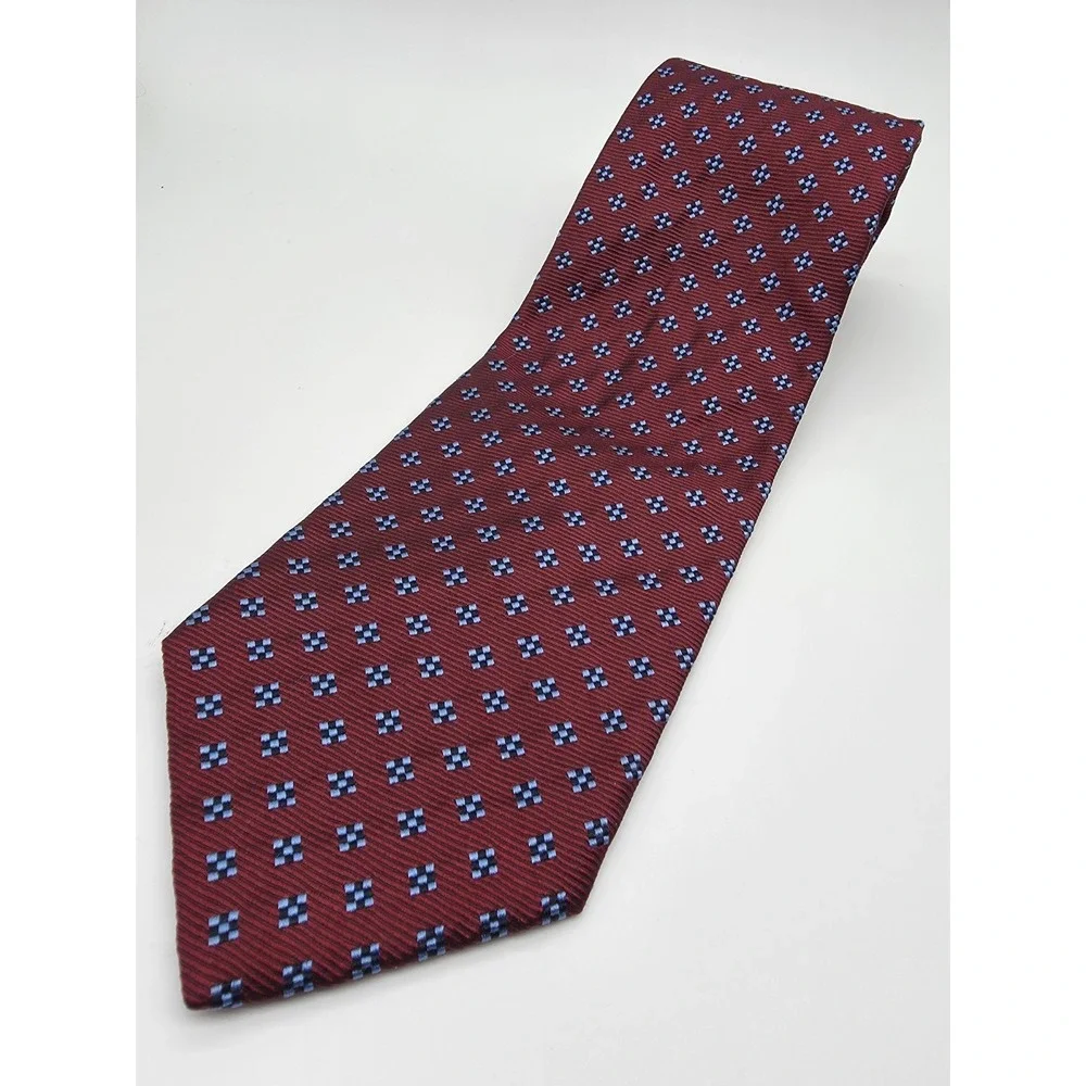 Vintage Tom James Royal Classic Multicolor 100% Silk Geometric Tie 57
